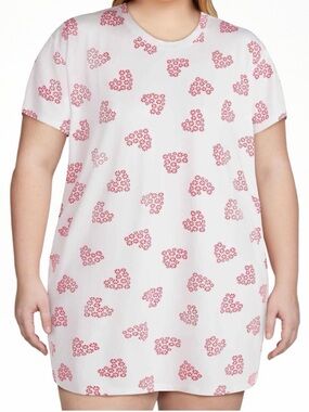 Joyspun 2X-3X Women's Dreamy Soft Short Sleeve Sleepshirt - Floral Heart